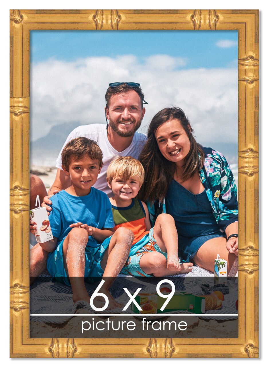 6x9 Bamboo Picture Frame with UV-Resistant Acrylic & Acid Free Backing, Available in 4 Finishes - Brown, Black, Gold, and Natural